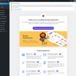 Page screenshot: Welcome to Strong Testimonials &lsaquo; Test site &mdash; WordPress