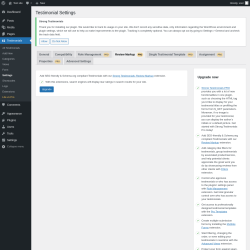 Page screenshot: Testimonials  &rarr; Settings &rarr; Review MarkupPRO