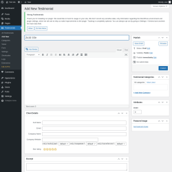 Page screenshot: Testimonials  &rarr; Add New