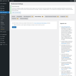 Page screenshot: Testimonials  &rarr; Settings &rarr; Review MarkupPRO