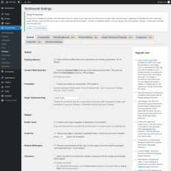 Page screenshot: Testimonials  &rarr; Settings