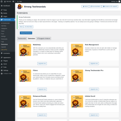 Page screenshot: Testimonials  &rarr; Extensions