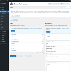 Page screenshot: Testimonials  &rarr; Form