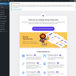 Page screenshot: Welcome to Strong Testimonials &lsaquo; Test site &mdash; WordPress