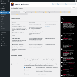 Page screenshot: Testimonials  &rarr; Settings &rarr; Compatibility