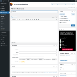 Page screenshot: Testimonials  &rarr; Add New