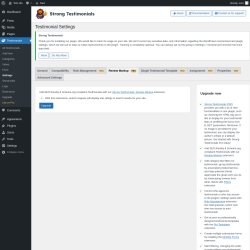 Page screenshot: Testimonials  &rarr; Settings &rarr; Review MarkupPRO