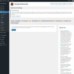 Page screenshot: Testimonials  &rarr; Settings &rarr; Role ManagementPRO