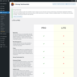Page screenshot: Testimonials  &rarr; Lite vs Pro