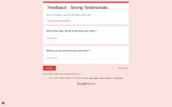 Page screenshot: Testimonials  &rarr; Suggest a feature