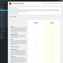 Page screenshot: Testimonials  &rarr; Lite vs Pro