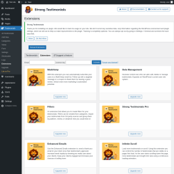 Page screenshot: Testimonials  &rarr; Extensions