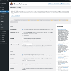 Page screenshot: Testimonials  &rarr; Settings
