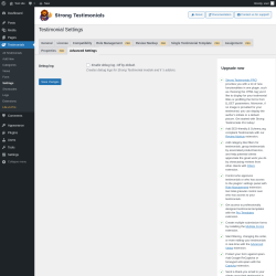 Page screenshot: Testimonials  &rarr; Settings &rarr; Advanced Settings