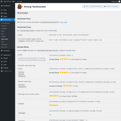 Page screenshot: Testimonials  &rarr; Shortcodes