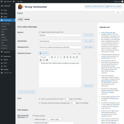 Page screenshot: Testimonials  &rarr; Form &rarr; Settings