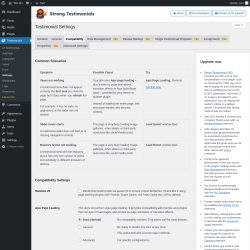 Page screenshot: Testimonials  &rarr; Settings &rarr; Compatibility