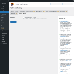 Page screenshot: Testimonials  &rarr; Settings &rarr; Advanced Settings