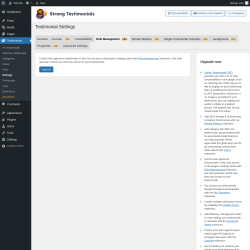 Page screenshot: Testimonials  → Settings → Role ManagementPRO