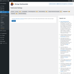 Page screenshot: Testimonials  → Settings → AssignmentPRO