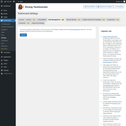 Page screenshot: Testimonials  → Settings → Role ManagementPRO