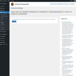 Page screenshot: Testimonials  → Settings → AssignmentPRO