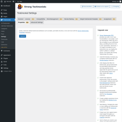 Page screenshot: Testimonials  → Settings → PropertiesPRO