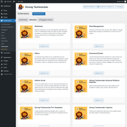 Page screenshot: Testimonials  → Extensions