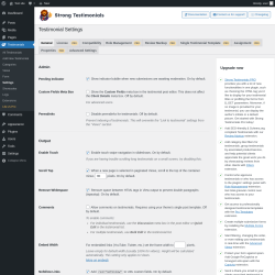 Page screenshot: Testimonials  → Settings