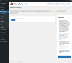 Page screenshot: Testimonials  → Settings → AssignmentPRO
