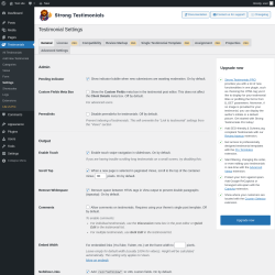 Page screenshot: Testimonials  → Settings