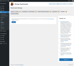 Page screenshot: Testimonials  &rarr; Settings &rarr; PropertiesPRO