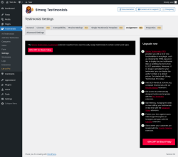 Page screenshot: Testimonials  &rarr; Settings &rarr; AssignmentPRO