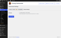 Page screenshot: Testimonials  &rarr; Settings &rarr; Advanced Settings