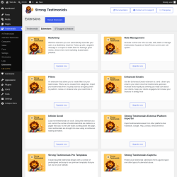 Page screenshot: Testimonials  &rarr; Extensions