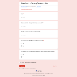Page screenshot: Testimonials  &rarr; Suggest a feature