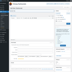 Page screenshot: Testimonials  &rarr; Add New Testimonial