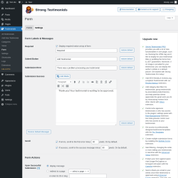 Page screenshot: Testimonials  &rarr; Form &rarr; Settings