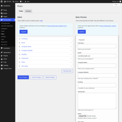 Page screenshot: Testimonials  &rarr; Form