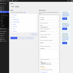 Page screenshot: Testimonials  &rarr; Form