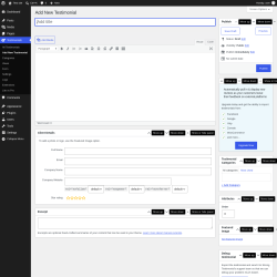 Page screenshot: Testimonials  &rarr; Add New Testimonial