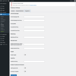 Page screenshot: Studiocart → Settings → Integrations