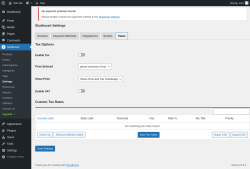 Page screenshot: Studiocart → Settings → Taxes