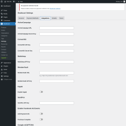 Page screenshot: Studiocart → Settings → Integrations