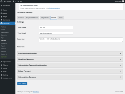 Page screenshot: Studiocart → Settings → Emails