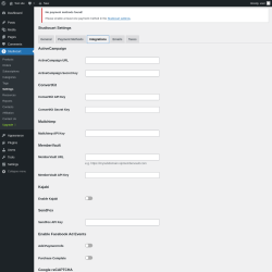 Page screenshot: Studiocart → Settings → Integrations