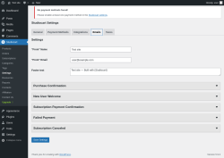 Page screenshot: Studiocart → Settings → Emails