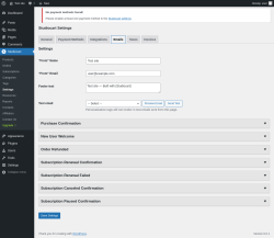 Page screenshot: Studiocart → Settings → Emails