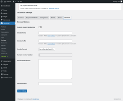 Page screenshot: Studiocart → Settings → Invoices