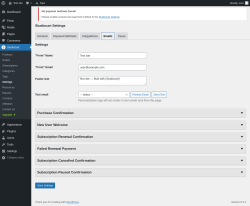 Page screenshot: Studiocart → Settings → Emails